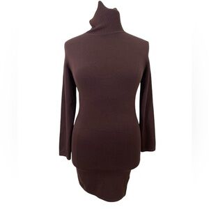 Brown turtleneck Bodycon sweater dress